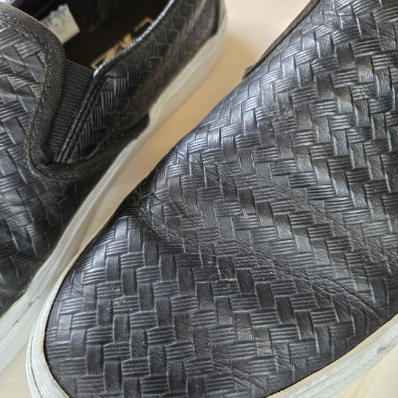 Vans Black Woven Leather Slip-On Loafers - Picture 3 of 9